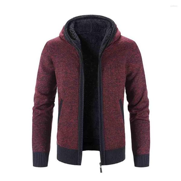 Herrenjacken mit Kapuze mit Zipper -Strickjacke Frühling und Herbst Außenbekleidung Pullover Mantel lässig