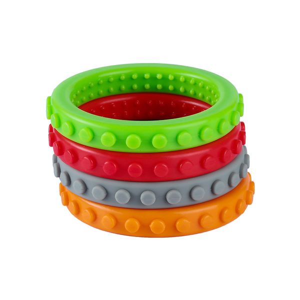 Bracciale rotondo in mattoni in silicone testurite da masticazione per bambini per bambini giocattoli per il cibo per il bambino autismo per bambini