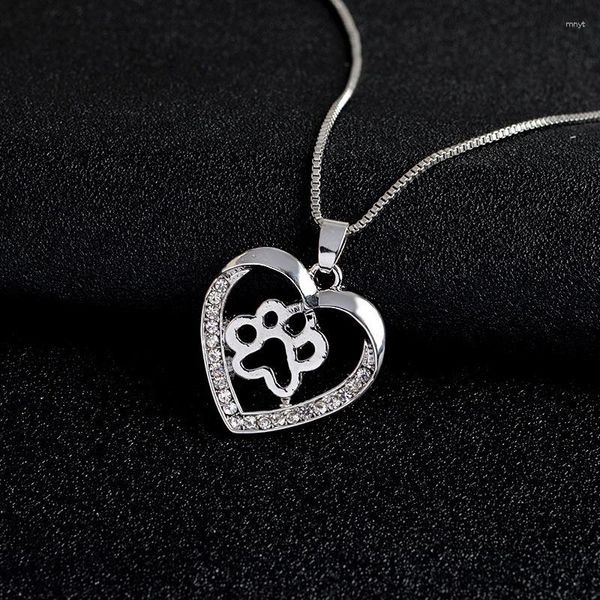 Подвесные ожерелья в форме сердца полая собачья припечатка ожерелье женское модное хрустальное инкрустированное аксессуары аксессуаров