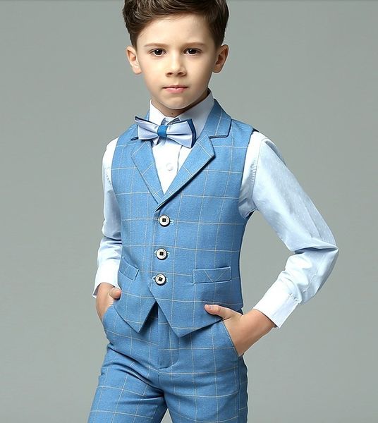 Roupas conjuntos de roupas infantil e fosco de crianças adolescentes calças de colete infantil Bowtie 4pcs meninos formais de verão casamento 230815