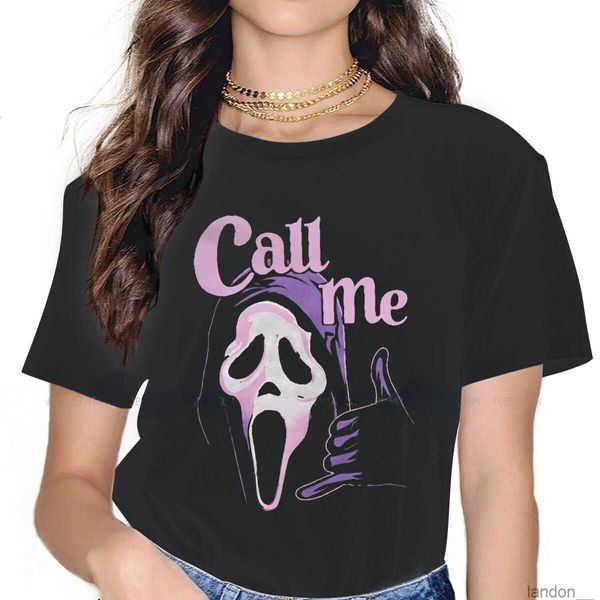 Женская футболка подарок на Хэллоуин позвоните мне и следуйте за мной на кошмарную футболку для девочек Scream Gale Weathers Film Harajuku Ladies Clate Basic Graphic 230601