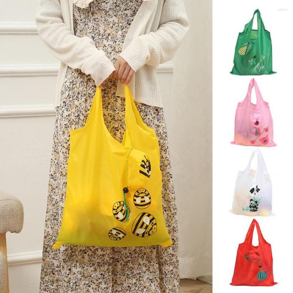 Sacos de armazenamento bolsa de compras dobrável cartoon reutiliza animal impressão de impressão de frutas bolsas bolsas de viagem mercearia de viagem