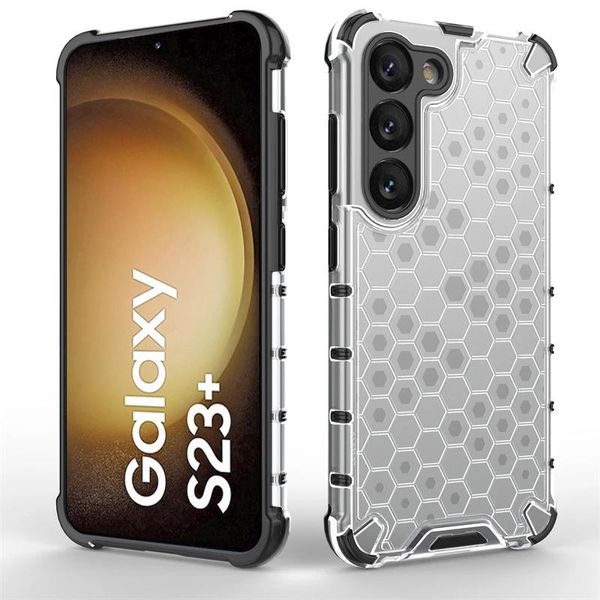 Caixa de armadura protetora à prova de choque para Samsung Galaxy S23 S22 S21 Ultra plus transparente capa de favo de mel