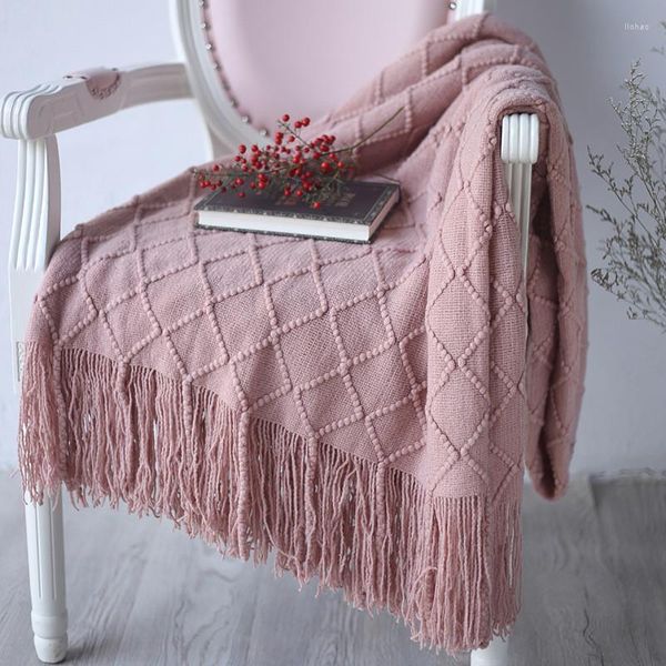 Coperte portatili a maglia morbida gettoni tassel tassel inverno trapunta da viaggio da viaggio da letto da letto per bambini per adulti