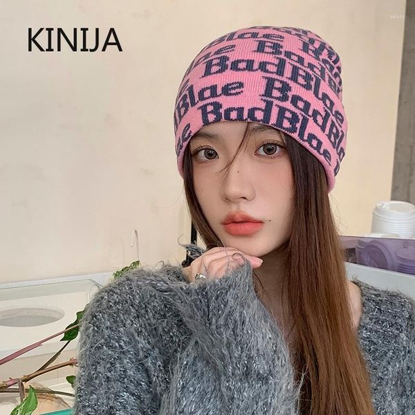 Boinas de tricô Skullies Beanies Hat Men Women Y2K GOTH Moda quente Take Cold Cap Hip-Hop Street Coreano Papão