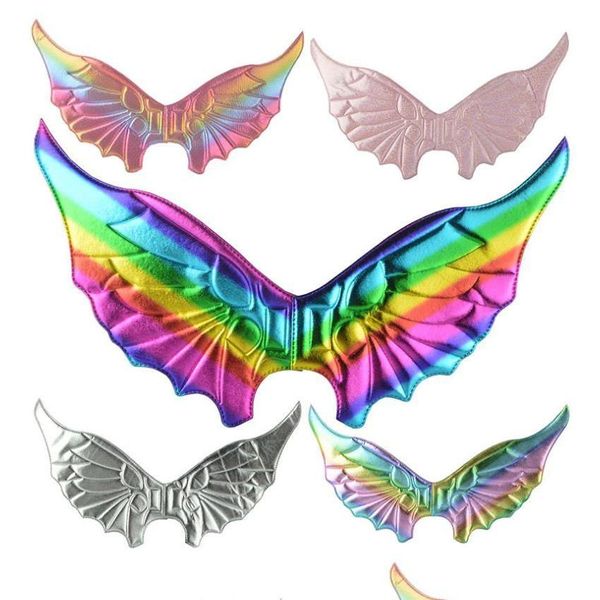 Decorazione della festa Cosplay Wing Halloween Bat Dinosaur Dragon Wings Festival Rainbow Metlic Color Finge Play Costume Props Kids Drop Dhbx2