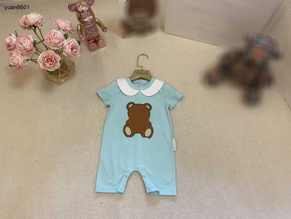 Beliebte Designer-Baby-Bodysuit-Kinder-Overalls, Größe 66–90 cm, Tiermuster-Druck, Kinder-Strampler, Revers-Design, Kleinkind-Kleidung, 5. Juli