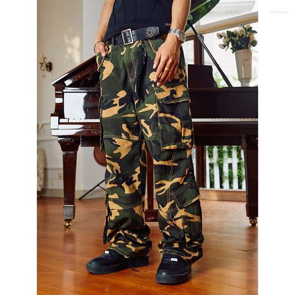 Herrenhose Multipocket Cargp für Männer und Frauen Lose Street Wear Camouflage 2023 Sommerhosen Hip Hop Baggy R69