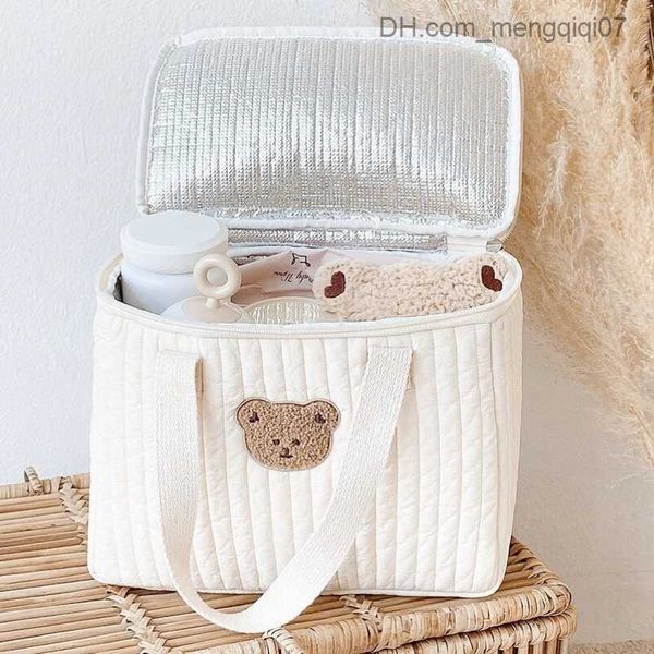 Bolsas de fraldas Mama fofa Bolsa de urso Baby Supplies Organizer Cart Picnic Bag Mama Bolsa de Isolamento de Viagem Bag Z230816