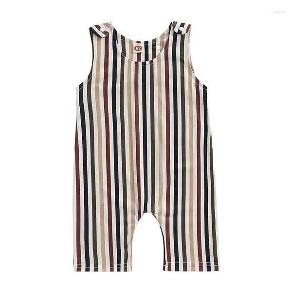 Kleidungsstücke Set Säuglinge Jungen Jungen Mädchen Strampler Streifen Krokodil Vogelwolken Druck ärmellose Schnappverschluss Overalls Sommer -Gelegenheitsbodys