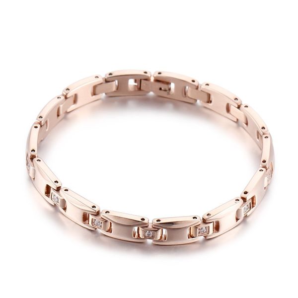 Bracelets de charme Moda feminina cor rosa cristal germânio em aço inoxidável ímãs de saúde jóias saudáveis ​​230816