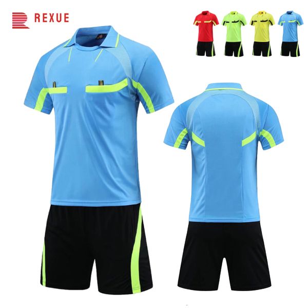 T-shirt per esterni Set di magli arbitri da calcio personalizzati per uomini giudici professionisti kit di calcio multi-tasca 2 pezzi Summer Sports uniform Suit 230815