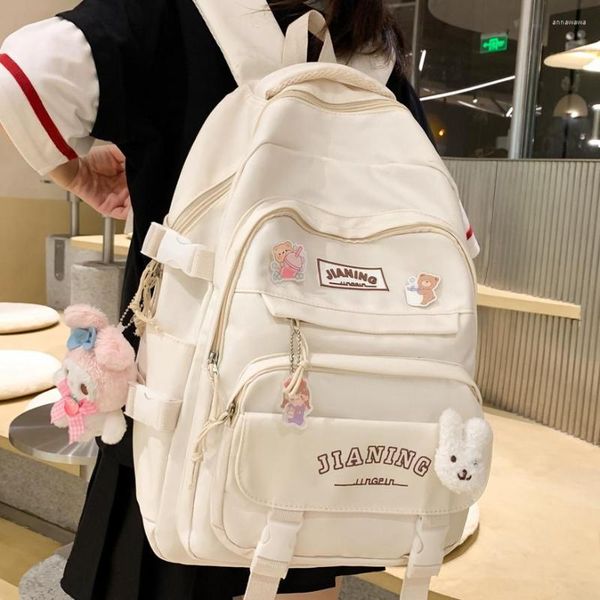 Schultaschen Rucksack Mädchen süße Cartoon Frauen mit Spielzeug und Pins Fashion Kids Teenager Schoolbag Grundschule