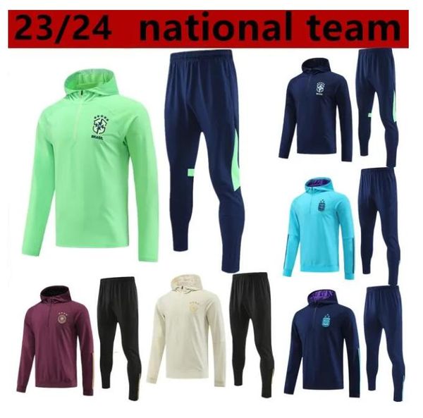 2023/2024 Weltmeisterschaft Sportswear Deutschland Brasilien Argentinien Tracksuit Männer Hoodie Jacke halbe Pull Hoodie Training Anzug Chandal Futbol