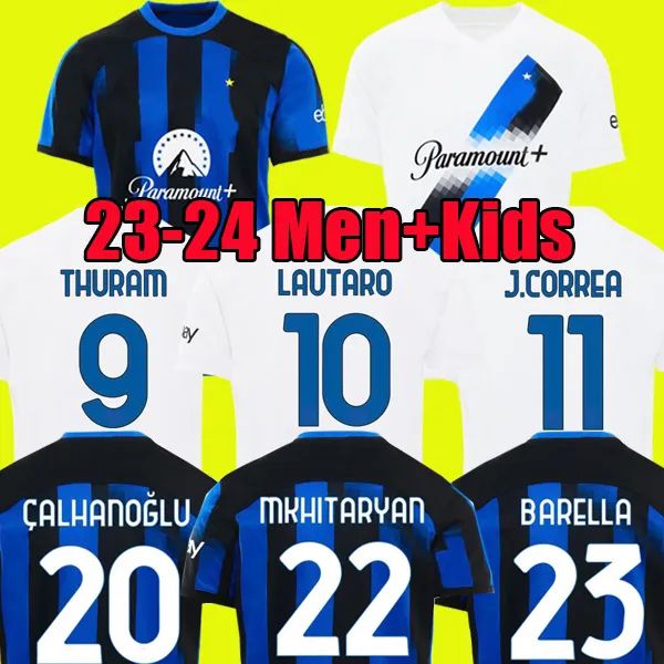 Barella Soccer Jerseys Lukaku Vidal 23 24 Комплекты для рубашек J. Correa Calhanoglu Gagliardini Correa Inters Milans Uniforms Football Room Men Kid