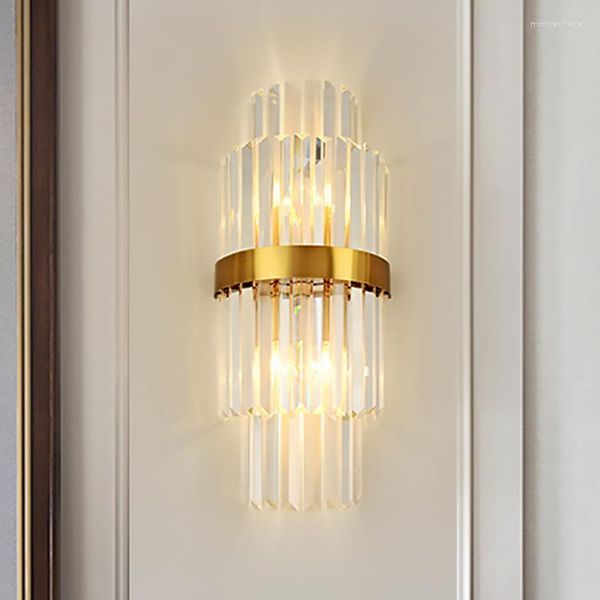 Duvar lambaları Oturma Odası Salonu için Modern Kristal Lamba Fuaye E14 Altın Sconce İç Mekan Aydınlatma Banyo Yatak Odası Başucu Sanat Dekoru Fixtu