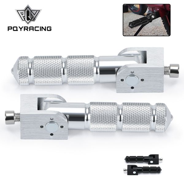 1Pair M8 Universal Motor Motor Motor Bike Crestes de pés dobráveis ​​Pegamentos de pé Restos PEGS Pedals traseiros Definir motocicleta de alumínio CNC Parte PQY-SC18