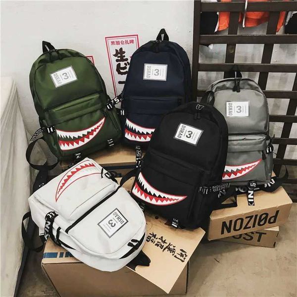 книжная сумка дизайнерский рюкзак для ноутбука Школьный рюкзак Wry Mouth Shark Backpack Дизайнерский школьный рюкзак большой емкости Молодежные классические водонепроницаемые дорожные сумки Хэллоуин