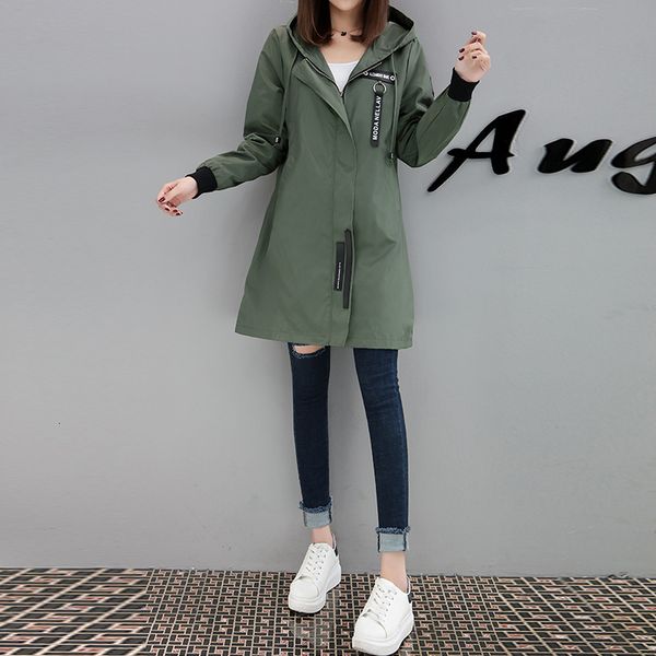 Trench da donna Spring Autumn Women Women Freaser Tops Army Green Black Casual Cappucciati Plus Ladies Streetwear Girls Coat 230815