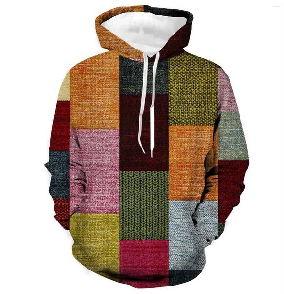 Herren Hoodies Vintage Hoodie Patch Muster 3D -Druck lustig für Männer Sommer lässig Langarm Overisized Tops Pullover Kleidung