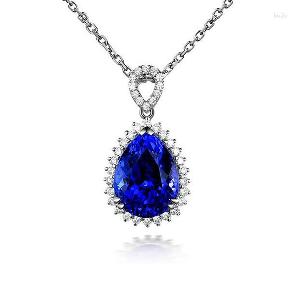 Colares pendentes Temperamento de luxo Sapphire em forma de gota simulada colorida gem feminina