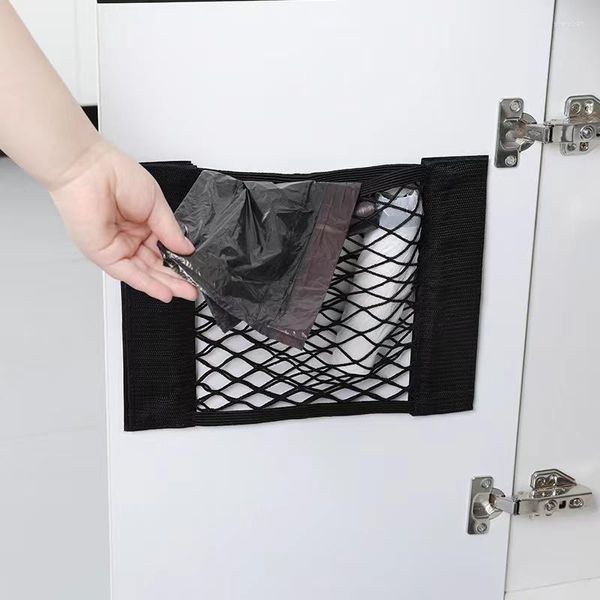 Scatole di stoccaggio Auto Back Back Trunk Organizzatore Net Sedile Net Mesh Adesivo a stringa elastico Sagno per la casa Universal Pocket Auto