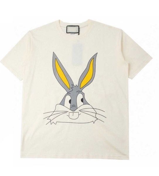 Erkek Tişört Tasarımcı Kadın Erkek Gömlek Kadın Giyim% 100 Pamuk Tavşan Desen Moda Moda Yaz Kısa Kollu Adam Beyaz Gömlek