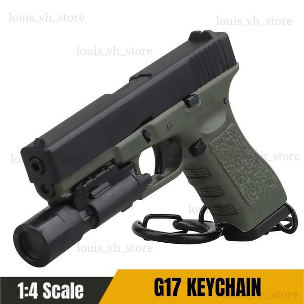 G17-Green Mini Gun CoolChain 1 4 миниатюрная форма пистолета пистолет Keyring Подвесной орнамент подарок для коллекции модели армии Fan T230816