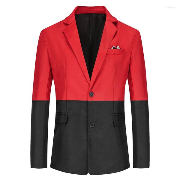 Abiti da uomo Design originale giacca patchwork giacca rossa / bianca nera uomo bar ktv performance performance blazer casual cappotti