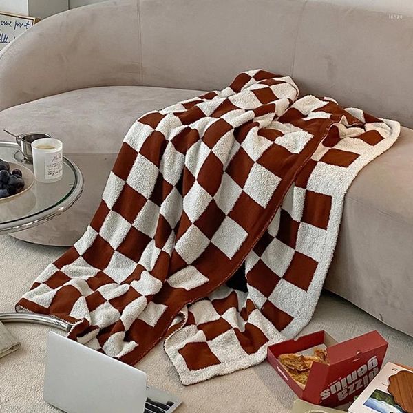 Decken England Checkerboard Plaid Decke Fleece Flanellbettspannungen weich gemütlich klassische Plüsch -Büro -Bettwäsche auf Sofa