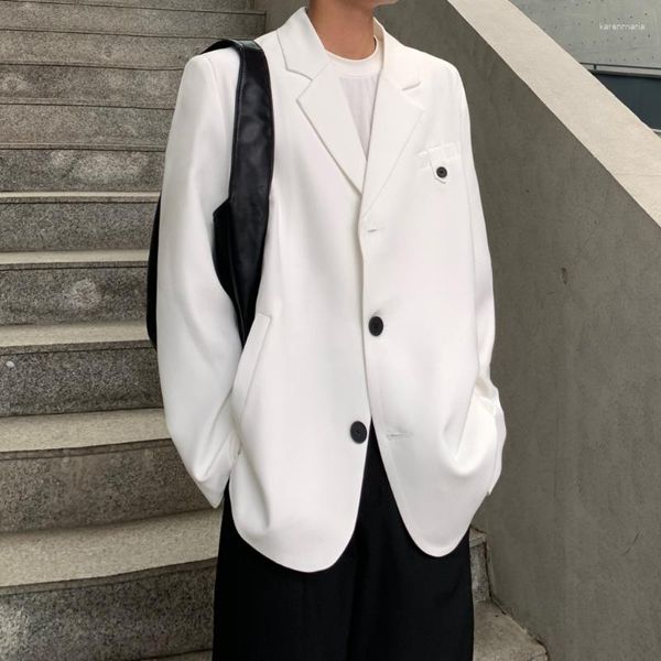 Herrenjacken koreanische Anzug Jacke Herbst High-End Lose Casual Schulterpolster Kleine weiße graue schwarze Herren Kleidung