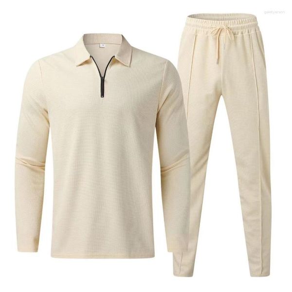 Men's Tracksuits Men Business Fashion Casual Conjuntos vendendo um ajuste solto de outono de mangas compridas esportes e camisa pólo