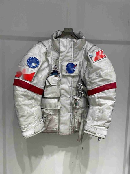 Frauen Männer Winter Down Jacke neue kurze Astronautenflagge Weiße Ente verdickte süße lose warme Parka äußere Kleidung alt