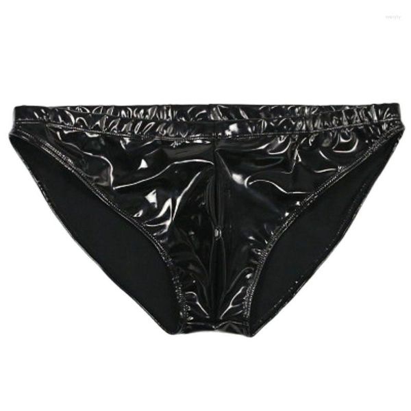 Underpants Männer plus Größe helles PVC Faux Latex Leder -Slips u konvexer Beutel Stretch Undershorts Paket Hip sexy Unterwäsche