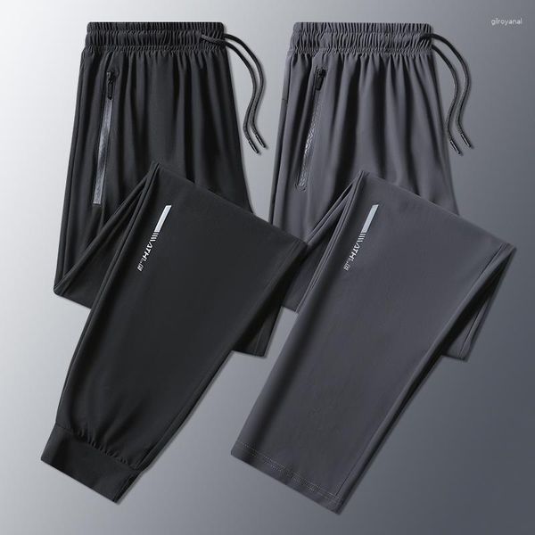 Pantaloni maschili golf estate in ghiaccio alto elastico elastico pantaloni casual ultra-sottili pantaloni da corsa in corsa rapida