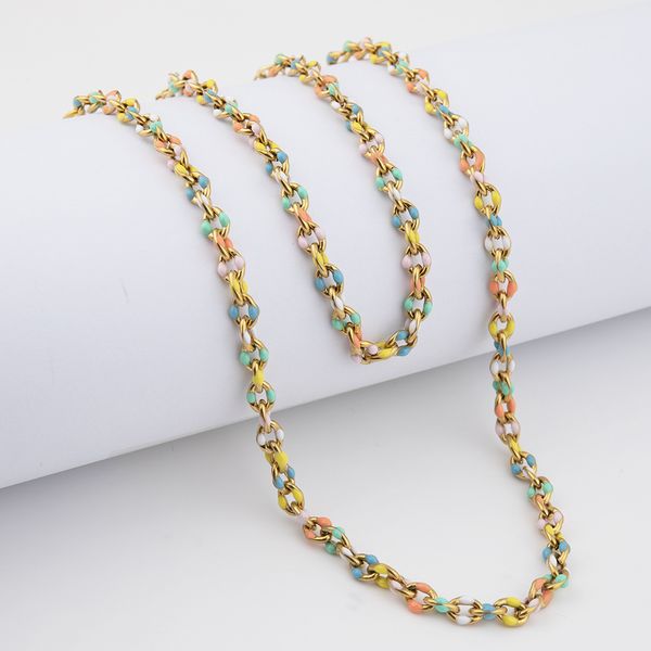 Colorido esmalte de esmalte aço inoxidável colar de colar de jóias conjunto de jóias para mulheres presentes de ouro real