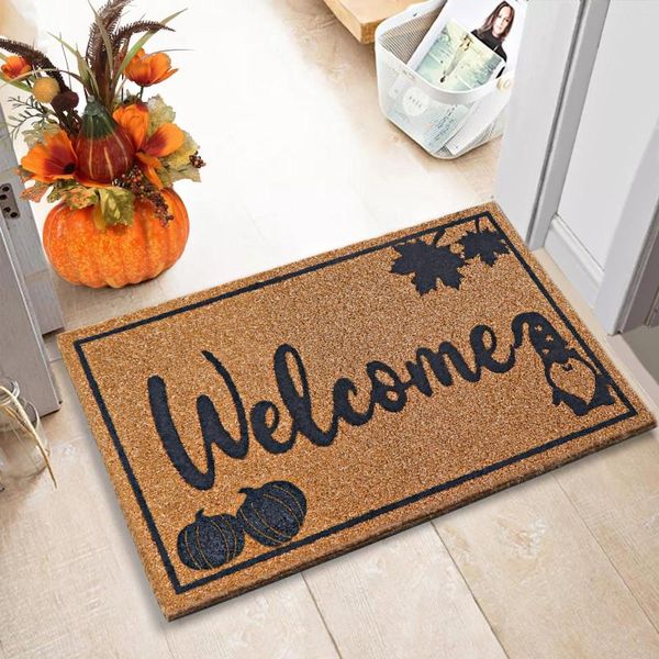 Teppiche Ourwarm Door Mat Thank Thanksgiving Willkommen Kürbis Nicht schlupfbares Waschbad Balkon Halloween Teppich Küchenparty Dekor Dekor