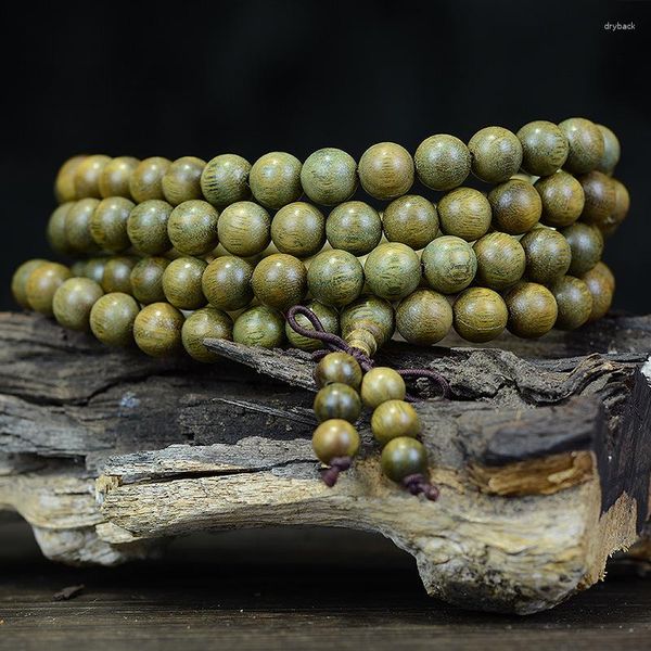 Strand Argentino vecchia legno di sandalo verde buddha perline per taglio 108 braccialetti maschi e femmine braccialetti