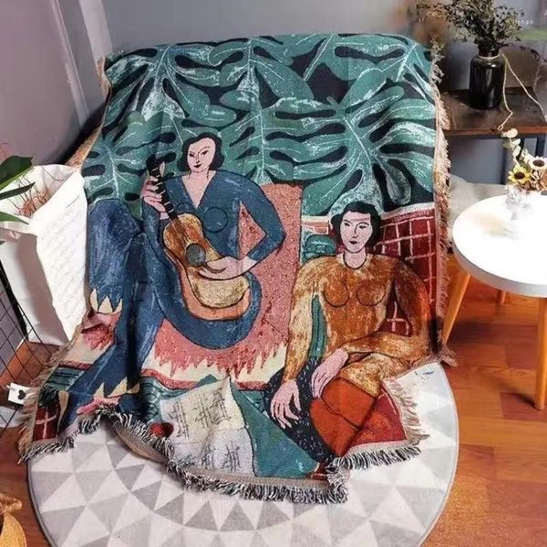 Cobertores Guitar Woman Matisse Home Decorative Sofá Cover suave e confortável Tapestry para sala de estar 130x180cm Drop