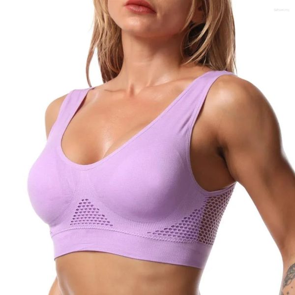 2023New Yoga-Outfit Sport BH für Frauen nicht verabreichte Weste Wireless S-6xl Plus Size Rückenloses Push-up-Nahtloses Mesh Top ohne Rahmen BH original