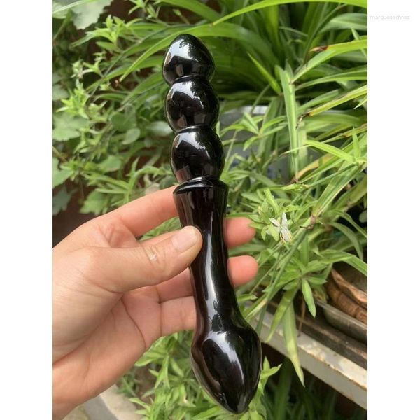 Schmuckbeutel Großhandel natürliche schwarze Obsidian Kristallmassage Stick Spaßheilung