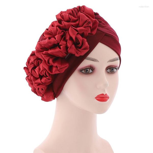 Abbigliamento etnico Donne Big Flower Turban Hat Hijab Scarf Muslim Fashion Turbans Head for Ladies Wrap Bandanas African