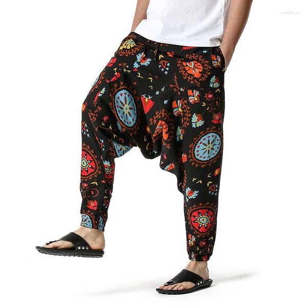 Erkek pantolon pamuk keten erkekler hip-hop kadınlar artı boyutu geniş bacak pantolonlar rahat vintage uzun pantalonlar hombre