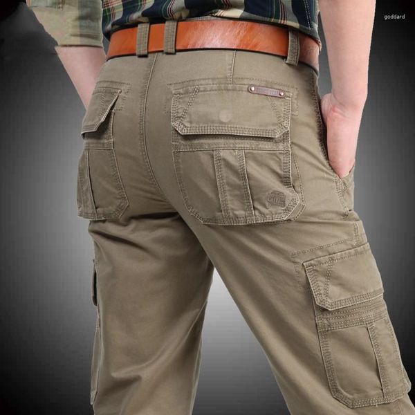 Calças masculinas masculinas Valores de vários bolsos Militares de carga tática de outono de outono de combate reto de combate longa calça de moletom Plus Tamanho 44