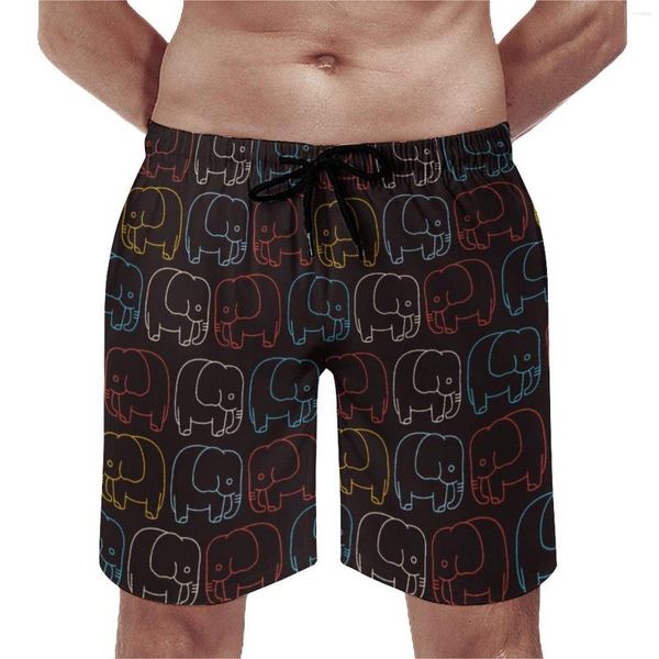 Shorts masculinos retro bebê elefante quadro Trenky Oversize curto colorido de animais machos de nadar com estampas de natação confortáveis