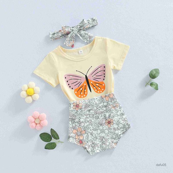 Kleidungssets Baby Säugling Neugeborene Baby Kleidung Set Sommer Schmetterling Print Shirt Tops Blumenhorts Kleidung R230816