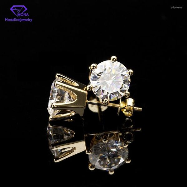 Brincos de garanhão jóias personalizadas 10k Amarelo em forma de ouro redondo branco Moissanite Diamond luxuoso para mulheres