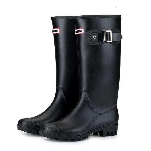 Regenstiefel Ölresistent Wellington Frauen hohe warme ausgekleidete Regenstiefel Winter Anti-Rutsch wasserdichte isolierte Schnallen kaltes Wetter 230815