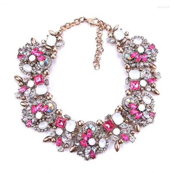 Ketten Mode Crystal Blumen Anhänger Halskette für Frauen Süßes Schmuck Hochzeitsfeier Statement Brautkette Choker Geschenk Geschenk