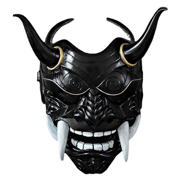 Masches da festa Halloween Samurai Copertina di copertura a mezza faccia Maschera in lattice giapponese Ghost samurai Hannya Cosplay Prop Face copre Samurai Face Shield 230816